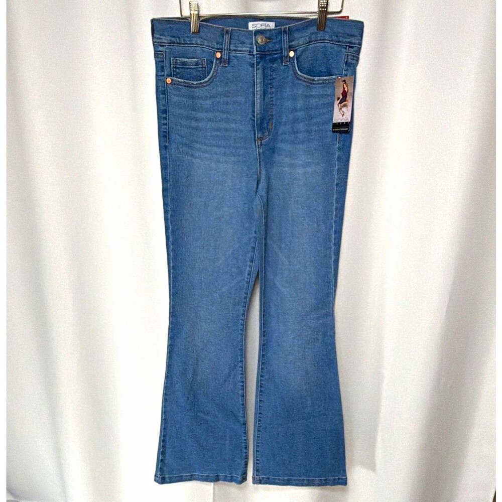 Sofia Jeans by Sofia Vergara Womens 8 Blue Medium Wash High Rise Flare Stretch